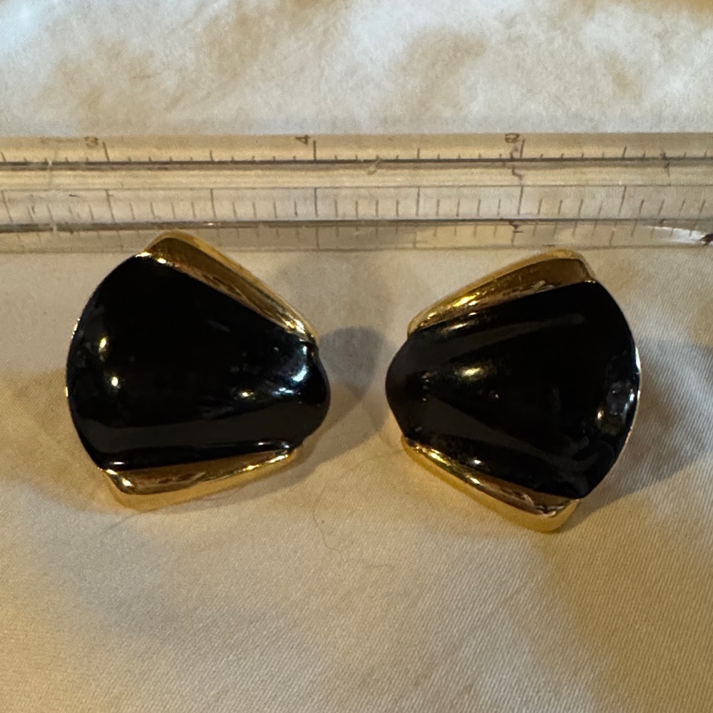 Monet Blue and Gold Clip-On Earrings